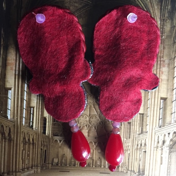 Huge Red Handmade Soutache Earrings NWOT - Picture 2 of 8